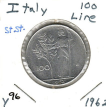 Italy 100 Lire, 1962 Stainless Steel, KM 96 - £1.95 GBP