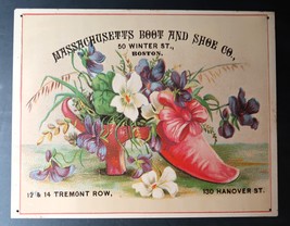 Vtg Massachusetts Boot &amp; Shoe Ad Tin Litho Repro Sign Boston MA Trade Ca... - $29.99