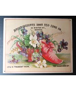 Vtg Massachusetts Boot &amp; Shoe Ad Tin Litho Repro Sign Boston MA Trade Ca... - $548.60 MXN