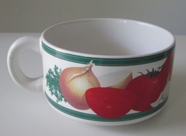 Vintage 4.5&quot; VEGETABLE &quot;C-Handle&quot; Retro Soup Bowl Mug, Cup, Onion/Tomato/Garlic - £14.13 GBP