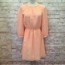 J Crew Factory Peach Swiss Dot Chiffon Blouson Dress 3/4 Sleeve Size 00 NEW - £26.73 GBP