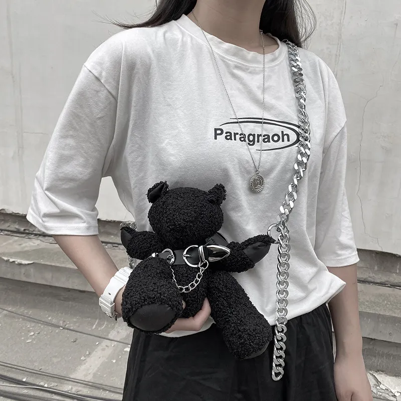  Designer Handbag for Women 2023 Fashion Girls Cute Black Plush Doll  Purse Chai - £139.92 GBP