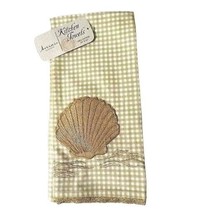 Artistic Accents Embroidered Seashell Kitchen Towel Gold Cream Lace Cott... - $14.46