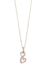 1/10CT Round Real Moissanite Double Heart Pendant Necklace 14K Rose Gold Plated - £191.23 GBP