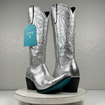 Lane SMOKESHOW Womens Silver Cowboy Boots 8 Tall Leather Western Style Cowgirl - £167.39 GBP