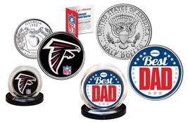 Best Dad - Atanta Falcons 2-Coin Set U.S. Quarter &amp; Jfk Half Dollar Nfl Licensed - £11.20 GBP