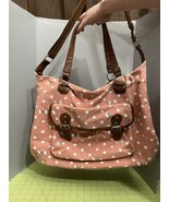 Retro Candies Emma Canvas Overnight Weekender Bag Zipper Pink  Polka Dot... - £13.36 GBP