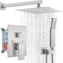 Gotonovo 12&quot; Rain Shower System, Brushed Nickel, Luxury High Pressure, In Valve - $200.94