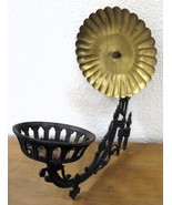 Antique Cast Iron Oil Lamp Holder Wall Sconce with Brass Reflector  - €102,33 EUR