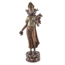 TARA STATUE 12&quot; Buddhist Goddess of Wisdom HIGH QUALITY Standing Bronze ... - $79.95