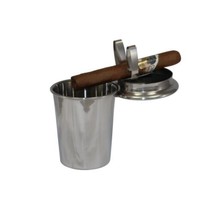 Stinky Stainless Steel  Car Auto Ashtray with Cigar Clip w Attached Lid ... - £19.48 GBP