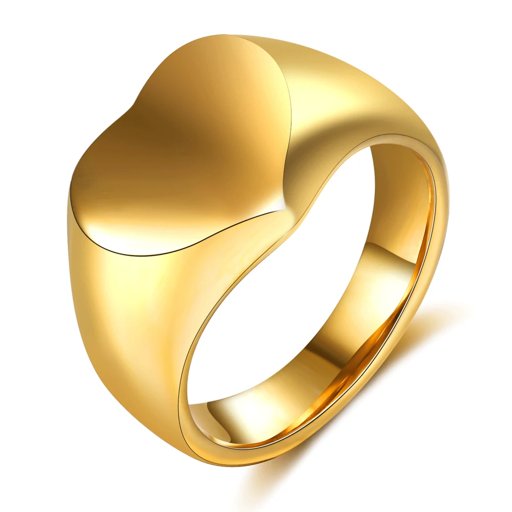 Romantic Stainless Steel Heart Shaped Wedding Rings For Women Men Ladies GolFash - £13.53 GBP