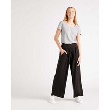 Quince Womens French Terry Modal Wide Leg Pant Fold Over Waistband Black M - £22.63 GBP