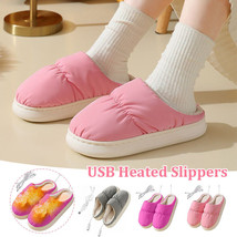 USB Heated Slippers Electric Heating Cotton Slippers Foot Warmer Winter Gifts - £18.75 GBP