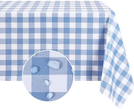 Rectangle Vinyl PVC Tablecloth, 100% Waterproof Buffalo Plaid Plastic Table Clot - £29.48 GBP