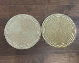 2 Pc Set Gold Beaded Placemat Charger Christmas Holiday New 15” LuxeHabitat - £39.30 GBP