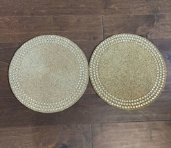 2 Pc Set Gold Beaded Placemat Charger Christmas Holiday New 15” LuxeHabitat - £39.30 GBP