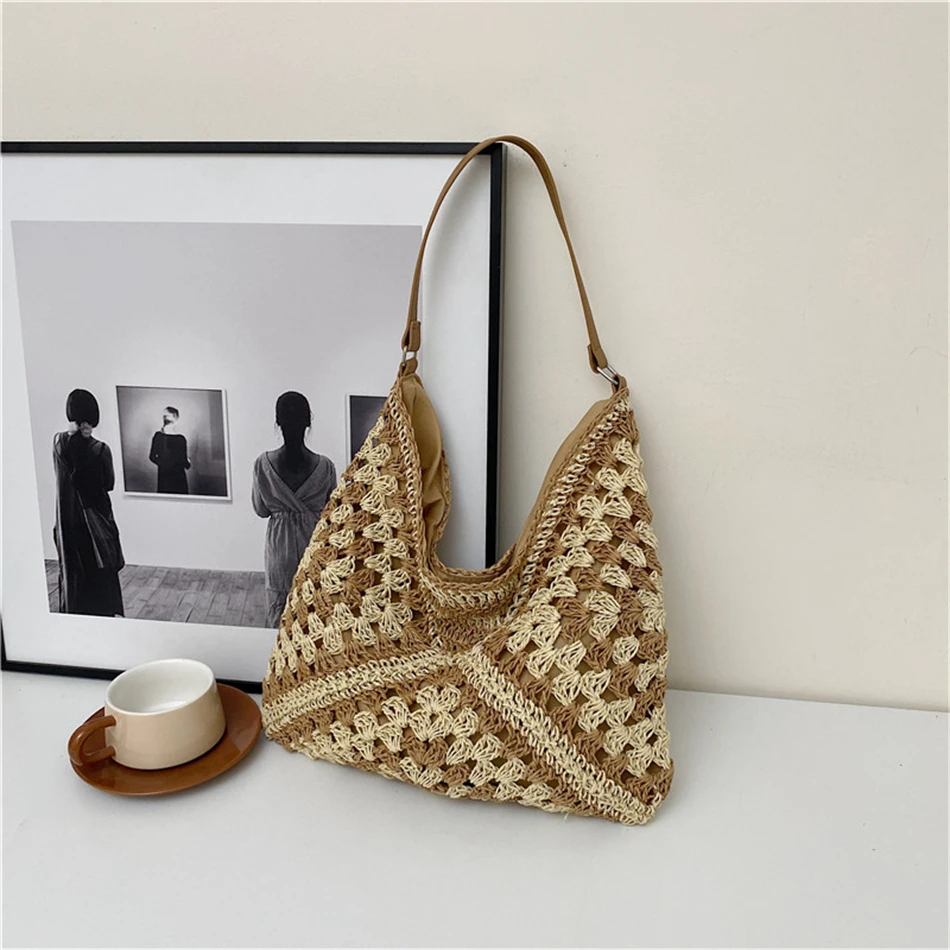 Summer Women Straw  Bags Trend New Weave Casual Tote Bag Travel Beach Bags Handm - $78.74