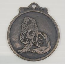 *B3) Vintage Chinese Korean Bronze Metal Lion Medallion Coin Pendant - $49.49