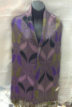 Paisley Purple Pashmina Scarf Shawl Paisley Silk Cashmere - £16.02 GBP