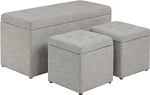Furniture of America Rietta Transitional Rectangle Fabric Upholstered St... - $408.99