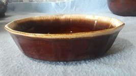 Vintage McCoy Pottery Brown Drip Stoneware Oval Baking Serving Dish Bowl 9x6 - £10.83 GBP