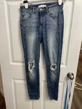 KanCan Jeans Women&#39;s 5/26 Denim Blue Distressed Medium Wash Mid-Rise Skinny - £11.76 GBP