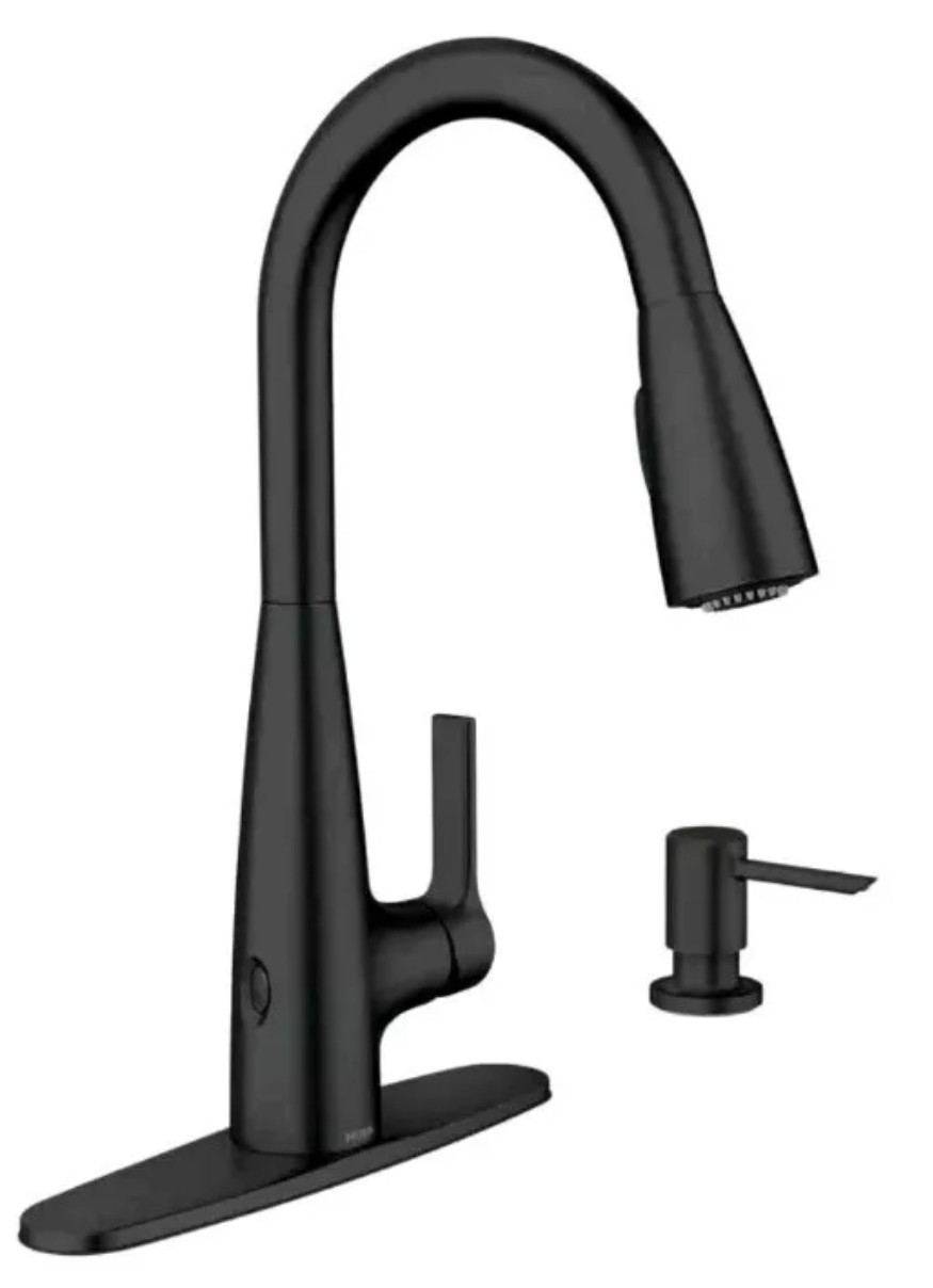 Haelyn Chrome One-Handle High Arc Pulldown Kitchen Faucet Moen 87627EWBL - $133.65