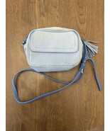 GiGi New York Cross Body Bag Blue Pebbled Leather Front Flap Zip FLAWS - $28.71