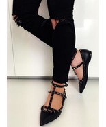fl5 Celebrity Style Ankle T-strap Studded Pointy Toe Rochstud Sandals - $59.99