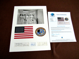 Roosa Shepard Mitchell Apollo 14 Crew Signed Flag Patch Photo Cuts Zarelli Loa - £623.00 GBP