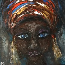African girl original oil painting on stretched canvas,wall art - £47.96 GBP