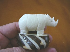 (TNE-RHI-174B) RHINO Rhinoceros TAGUA NUT Figurine carving Vegetable lov... - $25.23