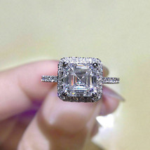 Anello di fidanzamento Asscher taglio 2,35 ct diamante simulato aureola ... - $265.25