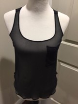 NWOT Yellow Is Gold by Anthropologie Black Sheer Silk Chiffon Tank SZ XS - $27.27 CAD