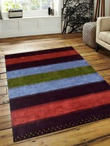 Glitzy Rugs UBSLS0A98L0432A11 6 x 9 ft. Hand Knotted Gabbeh Silk Contemporary Re - £226.81 GBP