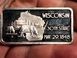 The Hamilton Mint .999 Sterling Silver One Troy Ounce Wisconsin State Ingot - £63.90 GBP