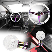 6-Holes 350mm VIP Clear Crystal Bubble Neo Spoke Steering Wheel+Shift Knob - £66.60 GBP