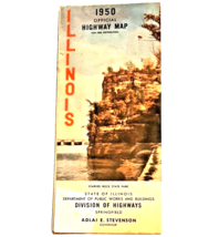 Official 1950 Illinois Highway Map Adlai Stevenson Governor - $18.69