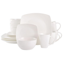 Gibson Soho Lounge 16 Piece Fine Ceramic Soft Square Stoneware Dinnerwar... - £68.43 GBP