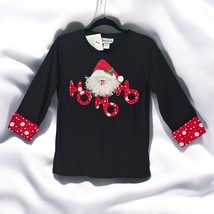 Vintage Shane Lee Christmas Top Women Medium Black Red Ho Ho Ho 3D Santa NWT - £18.42 GBP