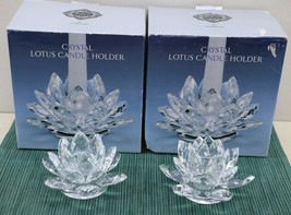Pair Of Shannon Crystal Designs Of Ireland Lotus Flower Candlestick Holders - £25.84 GBP