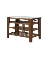 Alaroa Kitchen Island, Marble Top &amp; Rustic Brown Finish - $1,542.32 CAD