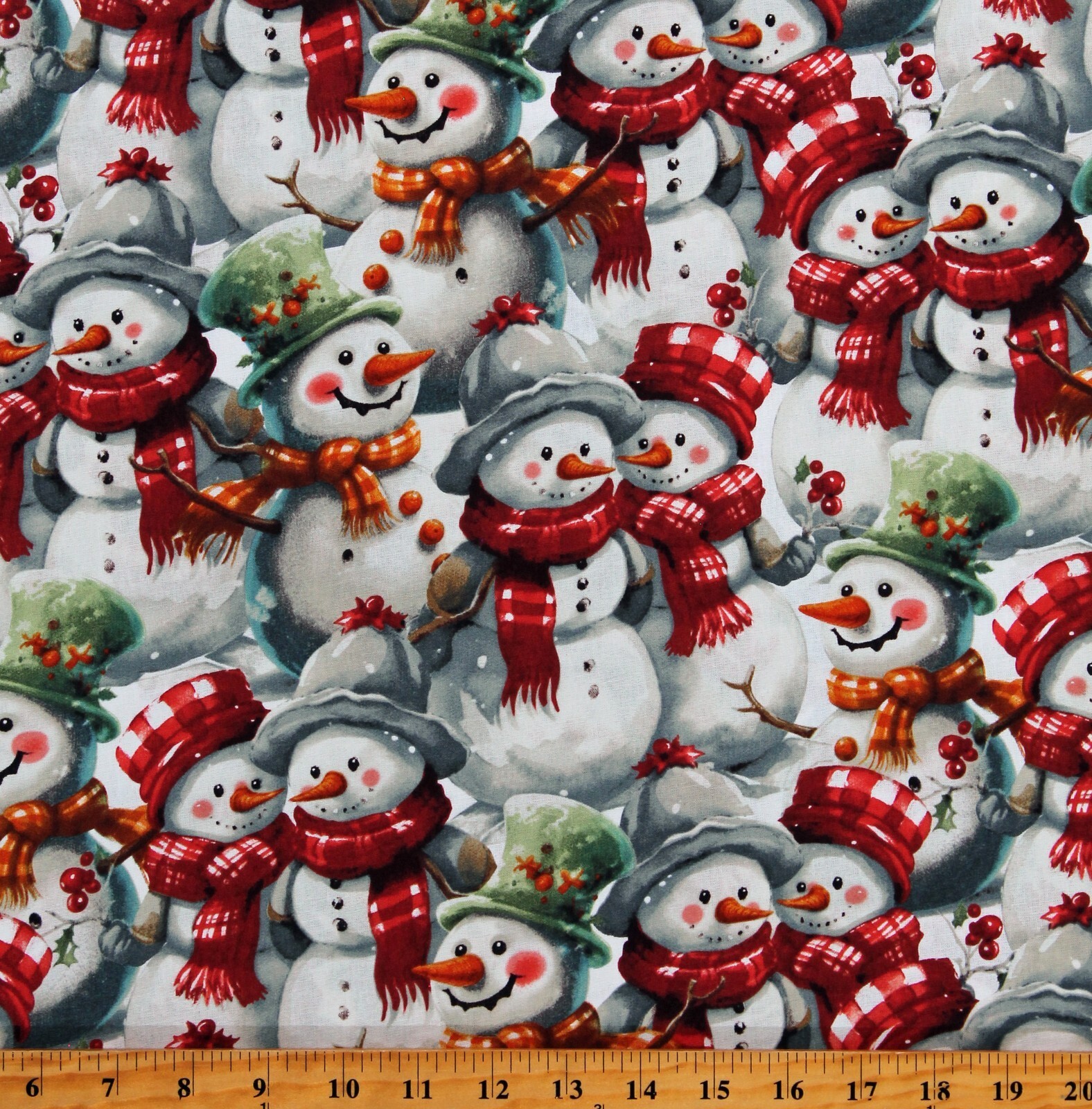 Cotton Snowman Winter Holidays Celebrating Snowmen Fabric Print by Yard ... - $10.95