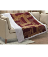 PLAID RED QUILTED SHERPA SOFT THROW BLANKET 50x60 INCH - £31.41 GBP