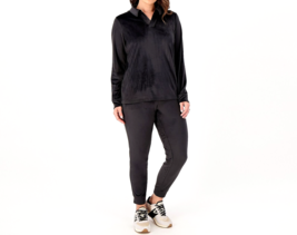 Sport Savvy Velour Pullover and Jogger Set- Black, Large - £19.93 GBP