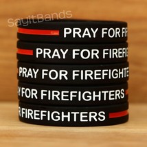 Set of PRAY FOR FIREFIGHTERS Wristbands - Bracelet Lot with Thin Red Line - £3.86 GBP+