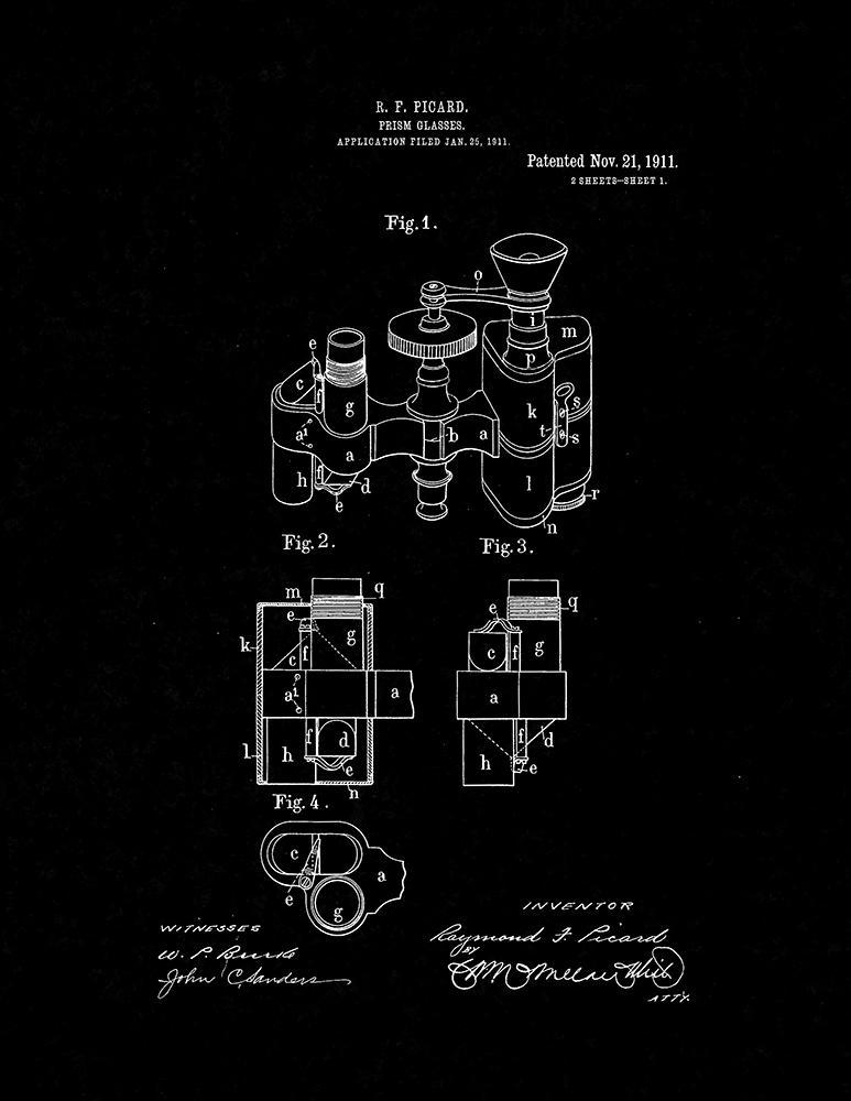 Prism-glasses Patent Print - Black Matte