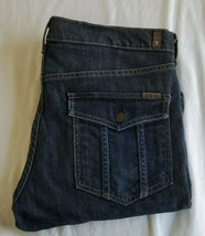 7 For All Mankind Rocker Blue Denim Jeans Misses Size 36 Straight Leg - £15.56 GBP