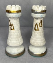 Duncan Chess Mold Ceramic Painted Rook Set of 2 White Vintage 1970&#39;s - £19.35 GBP